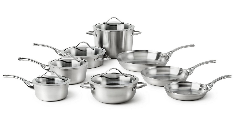 calphalon contemporary cookware 13 piece stainless steel cookware set